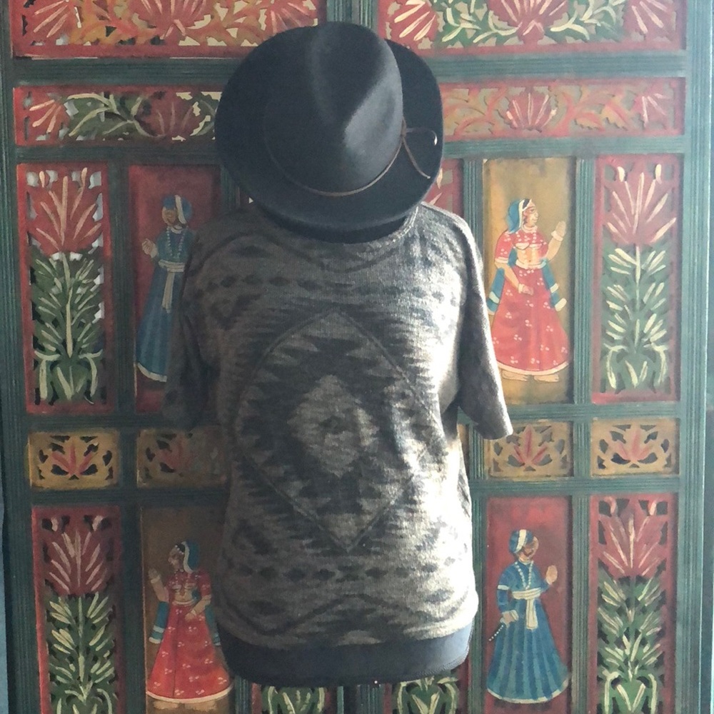 Olive Green Aztec Print Sweater Top